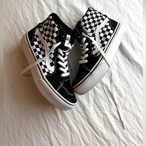 Vans Filmore Hi Trainers Old Skool Checkerboard Black & White Sneakers Missy 4.5